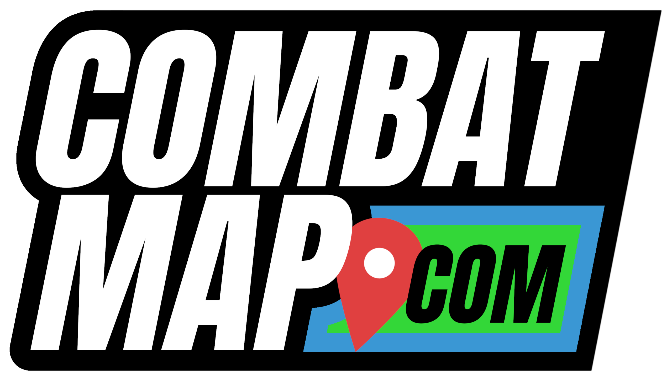 Combat Calendar official logo for Combat Map featuring text and a map pin icon, representing MMA, striking, and grappling events.